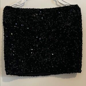 Black Sequin Mini Skirt